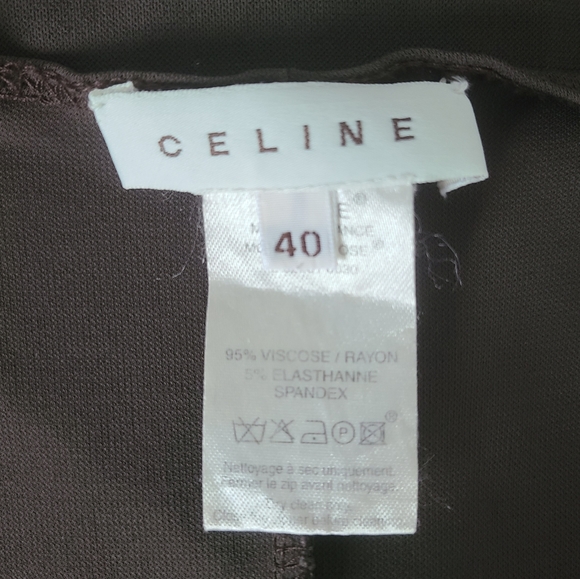 Celine Sable/Gray Ruched Deep V/ Zip Front Dress, Sz 40 - Picture 4 of 16